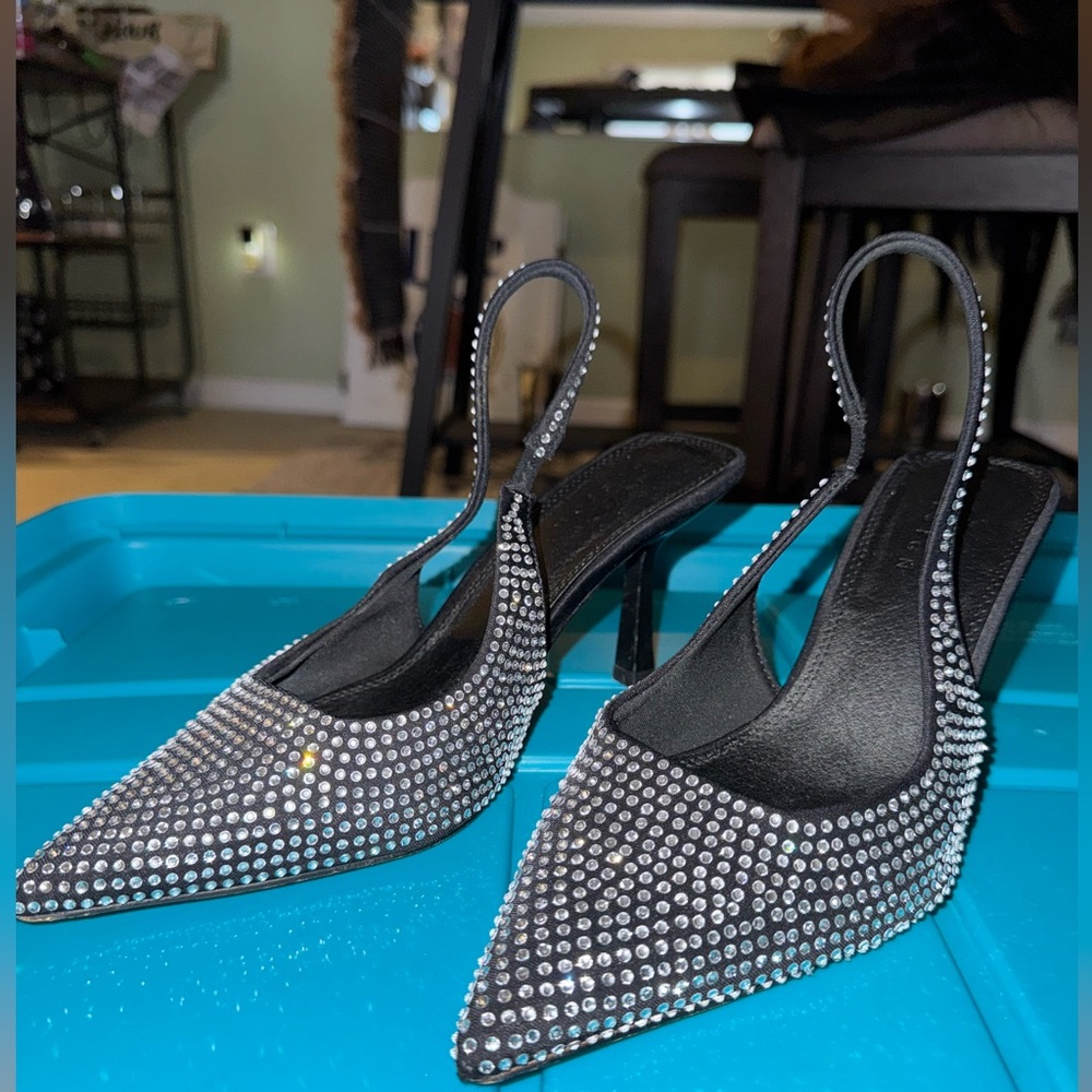 ASOS Design rhinestone studded sling back heels size 8